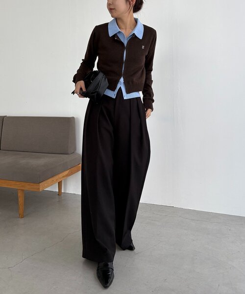 レイヤードポロニットカーディガン（カーディガン/ボレロ