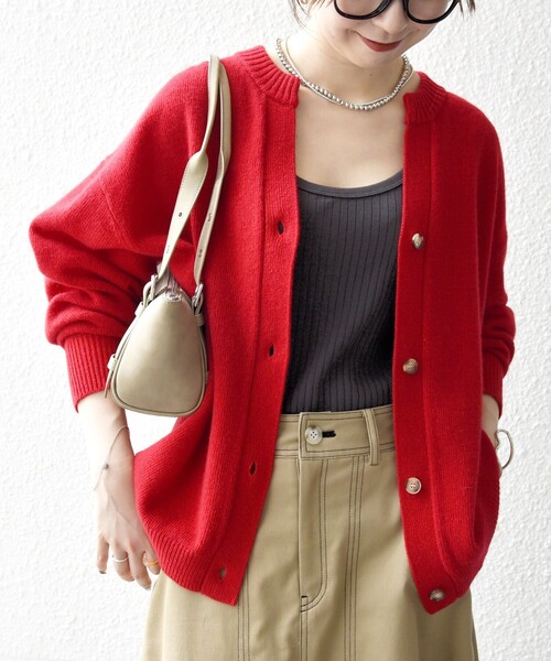 SHIPS any:〈手洗い可能〉AQUA カシミヤ ミックス スキッパー