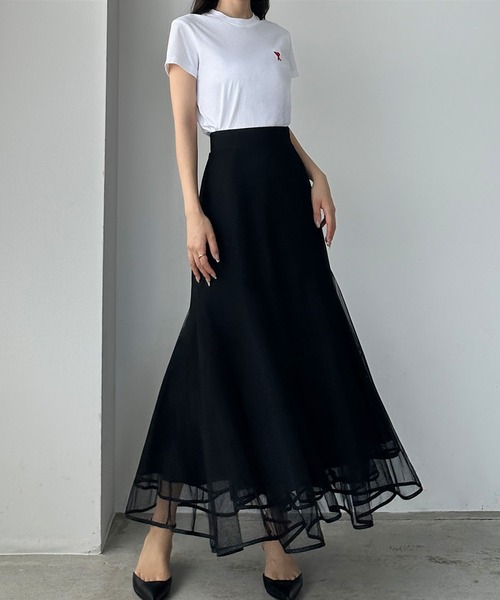 セール】裾パイピングチュールマーメイドスカート（スカート）｜Louere