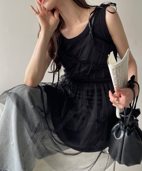 セール】チュール ティアード チュニック キャミワンピース