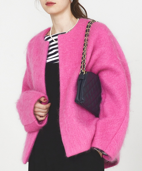 Rouge vif（ルージュヴィフ）の「シャギーショートコート（ノーカラー