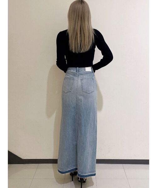 GYDA（ジェイダ）の「ダメージスリット ロングスカートライク デニム