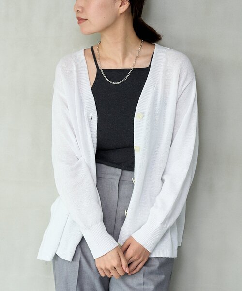 IENA（イエナ）の「コットンナイロンテープヤーンカーディガン