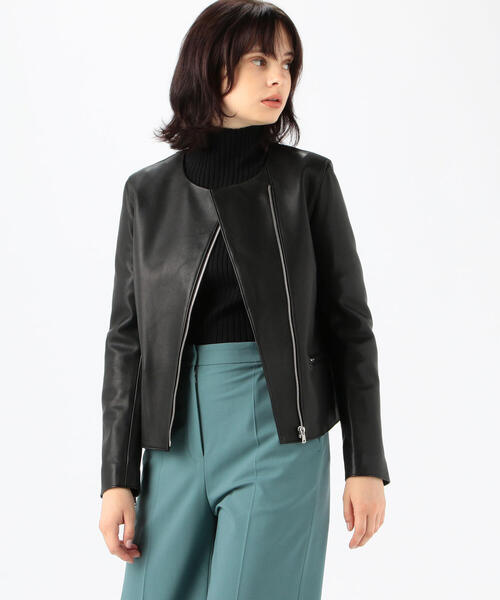 ラムレザー ノーカラージャケット（ライダースジャケット）｜DES PRES