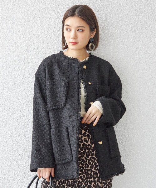 SHIPS（シップス）の「GIOLICA ツイード ジャケット ◇（ノーカラー