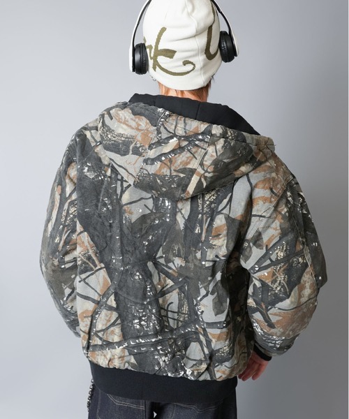 セール】【短丈】中綿カモフラージュ柄アクティブジャケット/ダブル