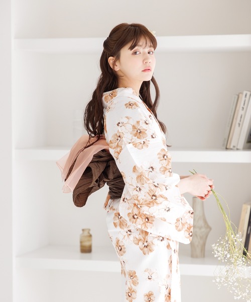 DITA うたかたの月下美人 （浴衣・しわへこ帯・下駄)＋オーガンジーへこ