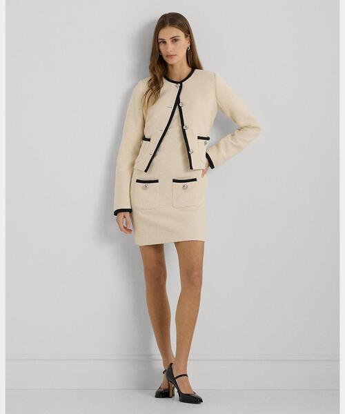 ローレンラルフローレンツートーン ブークレ クロップド ジャケット