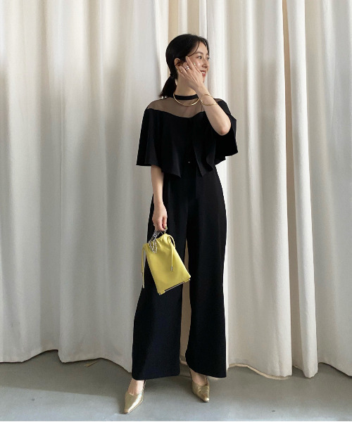 CURTAIN SHOULDER ROMPERS（つなぎ/オールインワン）｜Ameri（アメリ