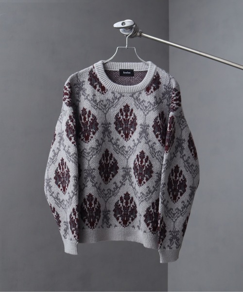 セール】総柄モヘアライクニットクルーネックセーター（ニット