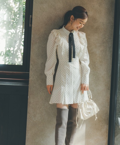 SNIDEL（スナイデル）の「フリルミニプリントワンピース（ワンピース