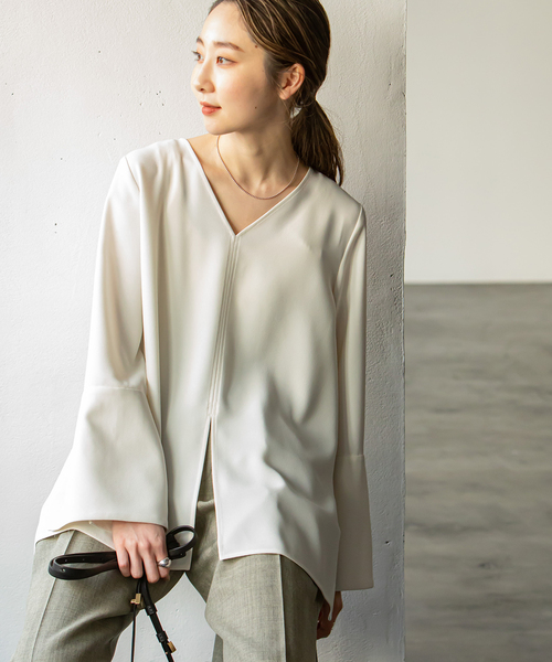 セール】Vネックフレア ブラウス◇（シャツ/ブラウス）｜NOBLE