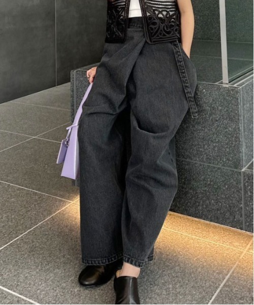 WRAP DENIM WIDE PANTS（デニムパンツ）｜Ameri（アメリ）の