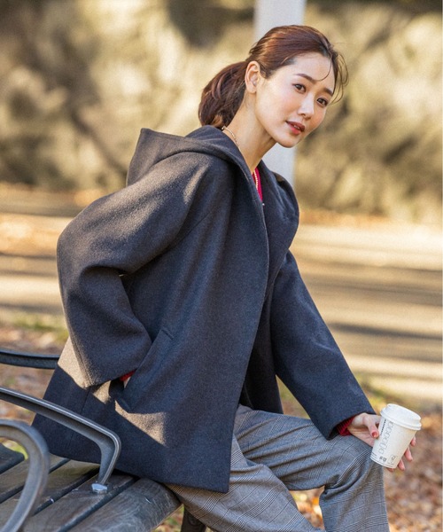 セール】軽やかストレッチフードミドルコート/194248（その他アウター