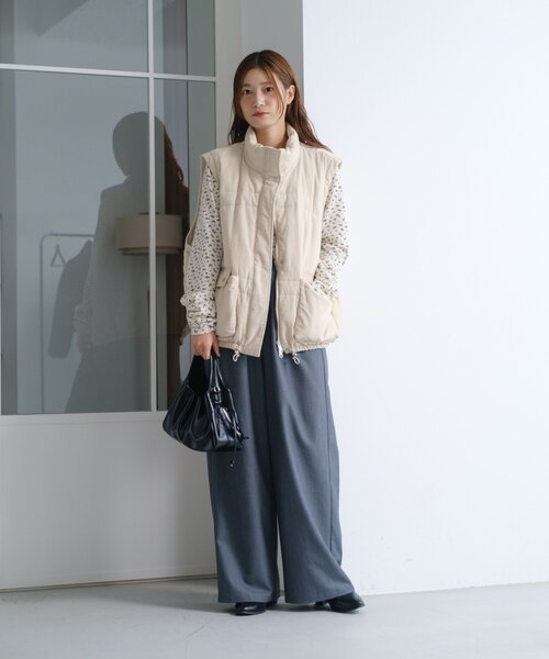 Kastane（カスタネ）の「【袖取り外し可/無地&花柄】コーデュロイ中綿