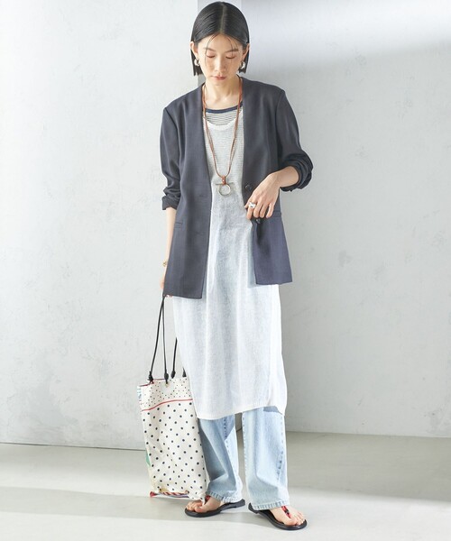 セール】〈手洗い可能〉Asami 麻調合繊 カラーレス ジャケット（ノー