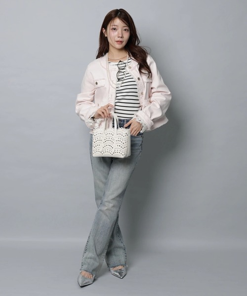 トラッドノーカラーデニムジャケット（その他アウター）｜Apuweiser