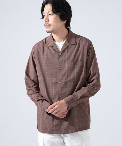 セール】グレンチェックオープンカラーシャツ（シャツ/ブラウス