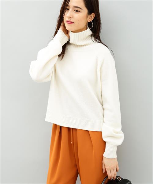 セール】ウールクロップドタートルニットプルオーバー（ニット