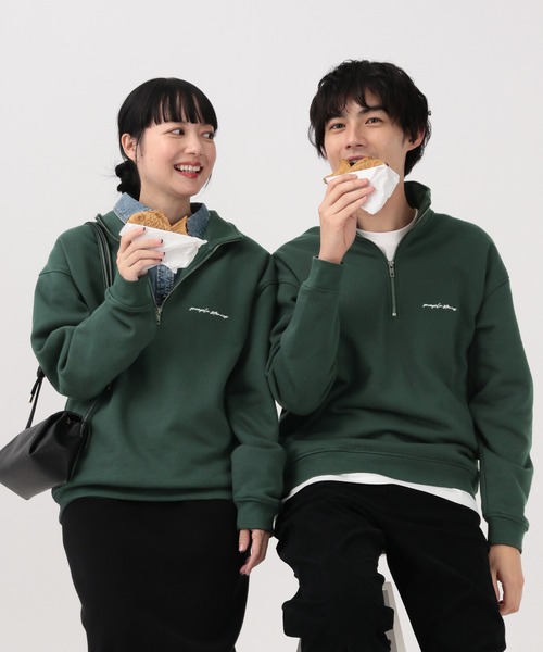 セール】ソフトタッチスウェット/裏起毛/ハーフジップ/606878