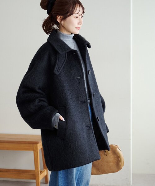 セール】【着こなしやすい】ステンカラーシャギーミドルコート（その他