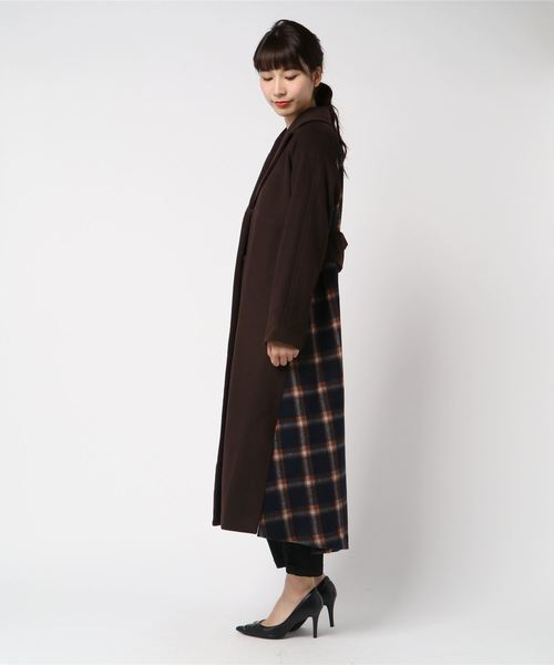 PICCIN（ピッチン）の「チェック切り替えロングコート（チェスター