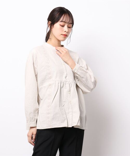 Samansa Mos2（サマンサ モスモス）の「刺繍×レース前開きブラウス