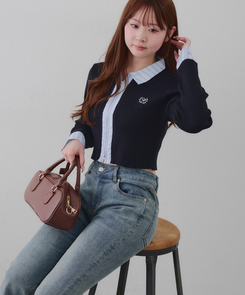 セール】シャツドッキングWZIPカーディガン（ニット/セーター