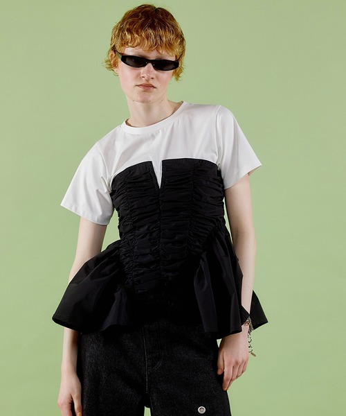 Taffeta Peplum T-shirt/タフタペプラムTシャツ【MAISON SPECIAL