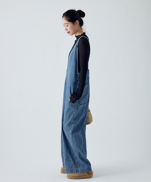 IENA（イエナ）の「デニムVネックオールインワン（つなぎ