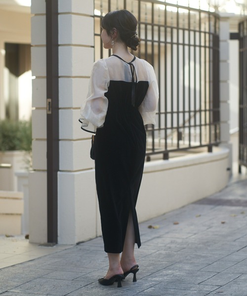 2サイズ展開/SALON by Chico】配色シアーベアデザインワンピース