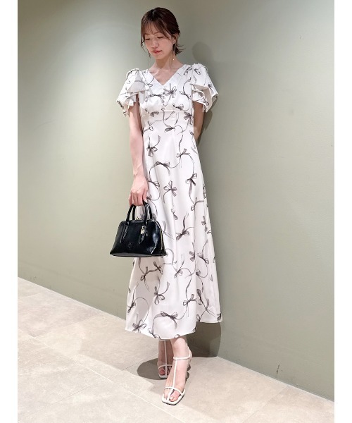 セール】【00サイズあり】Sustainableリボンプリントワンピース