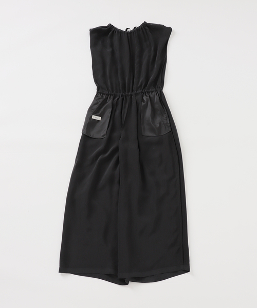 キュプラ ギャザーネックオールインワン（つなぎ/オールインワン