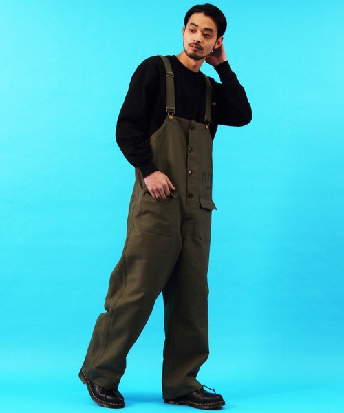 仏海軍 デニム オーバーオール デッキ パンツ（サロペット