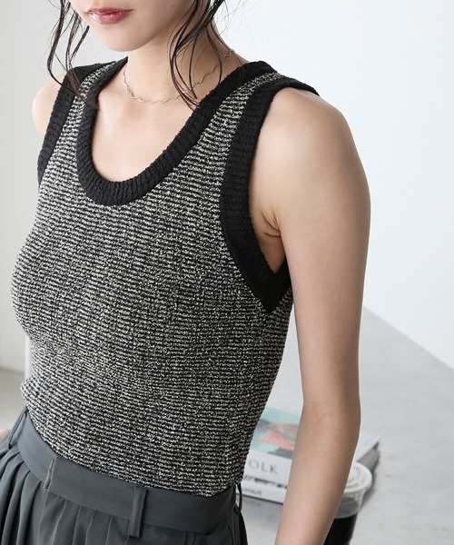 forksy.】ミジンボーダーアメスリニットタンクトップ forksy.│MONO