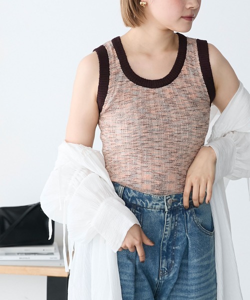 forksy.】ミジンボーダーアメスリニットタンクトップ forksy.│MONO