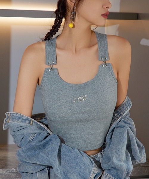 Bz】ワンポイントY2K ON/カップ付きタンク（MA）（タンクトップ