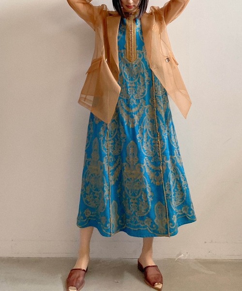 Ameri（アメリ）の「DAMASK EMBROIDERY LINEN DRESS（ワンピース