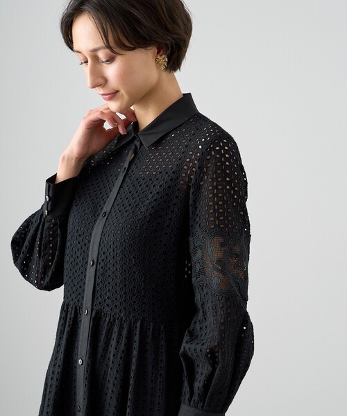 セール】エンブロイダリーシャツ ワンピース（シャツワンピース