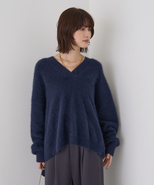 セール】フォックスウールVネックスリットニットプルオーバー（ニット