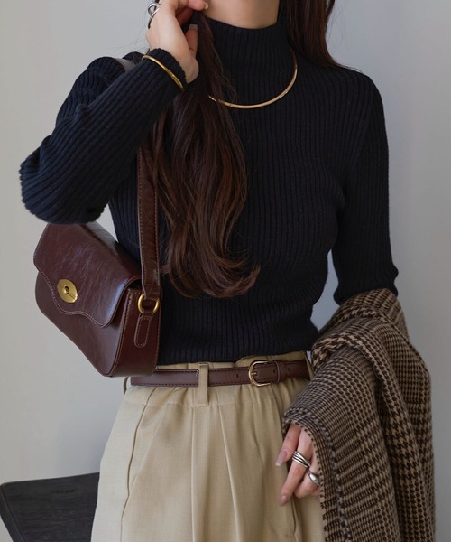 ネックタイプが選べるもっちりリブニットトップス（ニット/セーター