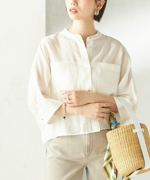 手洗い可能〉シルク混 シアー 羽織 シャツ（シャツ/ブラウス）｜SHIPS