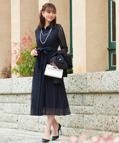 ツイードジャケット&レースシャツワンピース2点セットアップフォーマル