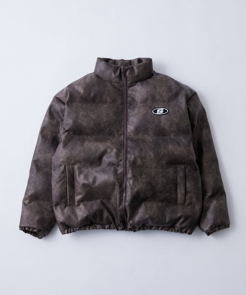 セール】【UNISEXS】Sロゴヴィンテージライクレザーブルゾン（ダウン