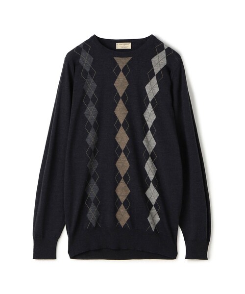 別注】JOHN SMEDLEY ウール アーガイルクルーネック プルオーバー