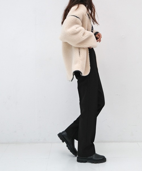 AKTE（アクテ）の「ボアミドルダッフルコート（ノーカラーコート