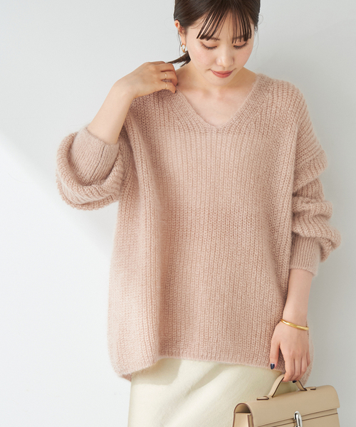 plage（プラージュ）の「キッドモヘヤ カタアゼ Vネックプルオーバー