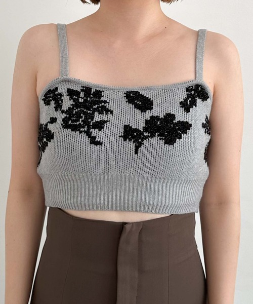 archives（アルシーヴ）の「ラメベロア花柄JQニットCDアンサンブル