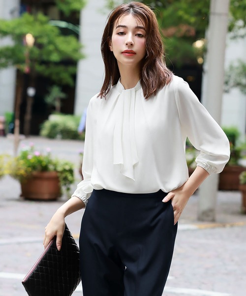 セール】ボウタイ2wayブラウス オフィス ビジネス フォーマル