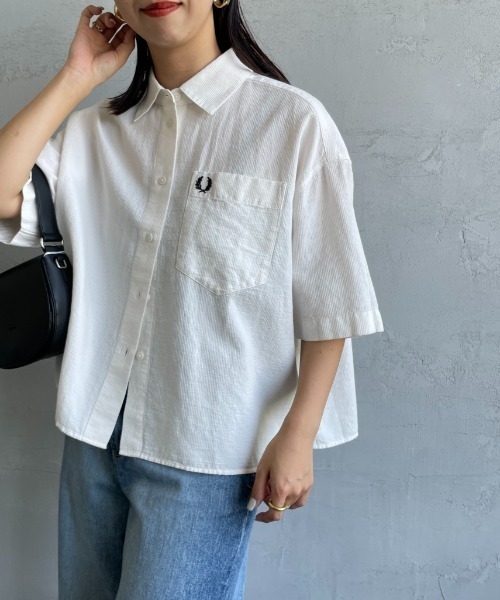 FRED PERRY/フレッドペリー] シアサッカー ショートスリーブシャツ